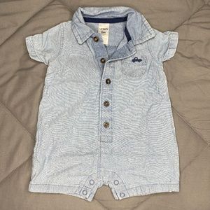 Carter's Blue Jean Collared Onsie Size 3M
